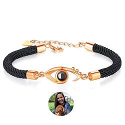 Drawelry Personalisiertes Fotoprojektor Armband für Männer Frauen Benutzerdefinierte Kreis Foto Armband mit Bild Verstellbares geflochtenes Seil-Armband Paare Schmuck Geschenk Halloween von Drawelry