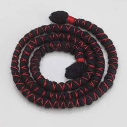 DreadLab Biegbare Dreadlocks mit Spiralbindung (50 cm, Schwarz mit Rotem Faden) von DreadLab