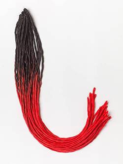 DreadLab Weiche, doppelendige synthetische Ombré-Rasterlocken, 10er-Pack, Farbverlauf Schwarz-Rot von DreadLab