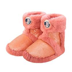 Dream Bridge Mädchen Einhorn Hausschuhe Plüsch Stiefel Flauschig Einhorn Paillette Pantoffeln rutschfeste Gummi Sohle Kindergarten Zuhause Schuhe, Orange, 31 EU von Dream Bridge