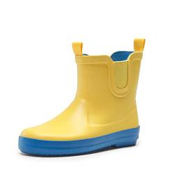 Dream Paris Kinder Gummistiefel Regenschuhe Rutschfest und leicht für Jungen und Mädchen SDRB2201K-E YELLOW/BLUE 25 (EUR) von Dream Pairs