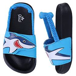 Dream QuanZhou Badelatschen Kinder Jungen Badeschlappen Sommer Hausschuh Rutschfest und Leicht Strand Slippers Karikatur Dusch Badeschuhe Weiche Flache Strand Sandalen 22 Blau Schwarz von Dream QuanZhou