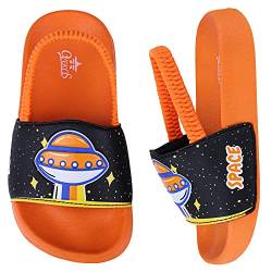 Dream QuanZhou Badelatschen Kinder Jungen Badeschlappen Sommer Hausschuh Rutschfest und Leicht Strand Slippers Karikatur Dusch Badeschuhe Weiche Flache Strand Sandalen 23 Orange Schwarz von Dream QuanZhou