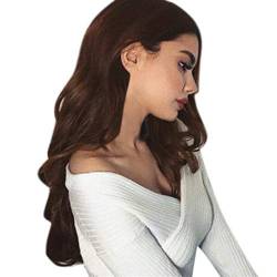 70cm Perücken Langhaar Wasser Welle Wigs for Damen Mode Synthetische Perücke Braun Lange Gewellte Volle Perücken Party Haar Perücken (A) von Dream Room