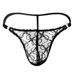 Dream Room Herren Sexy Dessous Erotische Unterwäsche Männer Strings Tangas Transparentes Mesh Schatten Spitze Höschen Reizvolle G-String Thongs Panties Briefs (XL, Schwarz) von Dream Room