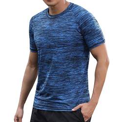 Dream Room Herren T-Shirt Kurzarm Shirt Slim Fit Gym Fitness T-Shirt Männer Sommer Casual Rundhals Shirt Sport Bekleidung Schweiß Atmungsaktiv Schnelltrocknend Bodybuilding Training (8XL, Blau) von Dream Room