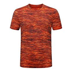 Dream Room Herren T-Shirt Kurzarm Shirt Slim Fit Gym Fitness T-Shirt Männer Sommer Casual Rundhals Shirt Sport Bekleidung Schweiß Atmungsaktiv Schnelltrocknend Bodybuilding Training (8XL, Orange) von Dream Room