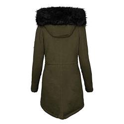 Dream Room warme Damen Winter Jacke Winterjacke Steppjacke gefüttert Kunstfell damen westen beheizte jacke lang schwarz wolljacke damen winter,3-Army Green,L von Dream Room