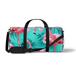 Sport-Seesack Gym Tote Tropical Flamingo Palm Tree Leaves Birds Summer Sling Shoulder Bag Backpack Weekend Tote Fitness Duffel Reisetasche, Color906, medium size, Reisetasche von DreamBay