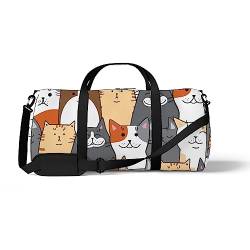 Sporttasche für Sport, Turnbeutel, Katze, Tier, Grau, Orange, Reisetasche, Wochenendtasche, Fitness, Duffel, Schultertasche, Rucksack, Color1150, medium size, Reisetasche von DreamBay