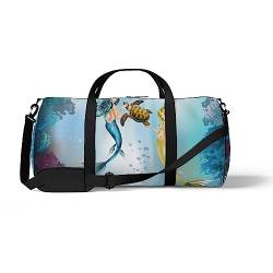 Sporttasche für Sport, Turnbeutel, mediterranes Meer, Ozean, Meerjungfrau, Schildkröte, Koralle, Reisetasche, Wochenendtasche, Fitness, Duffel, Schultertasche, Rucksack, Color868, medium size, Reisetasche von DreamBay