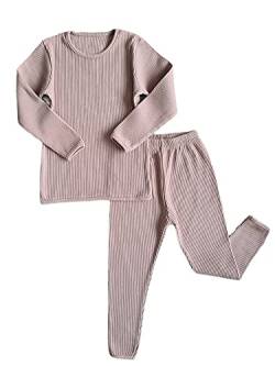 DreamBuy 20 Farben Gerippter Pyjama/Trainingsanzug/Loungewear Unisex Jungen und Mädchen Pyjamas Babykleidung Pyjamas für Damen und Herren Pyjamas (1-2J, Samtmokka) von DreamBuy