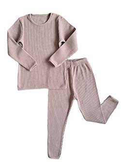 DreamBuy 20 Farben Gerippter Pyjama/Trainingsanzug/Loungewear Unisex Jungen und Mädchen Pyjamas Babykleidung Pyjamas für Damen und Herren Pyjamas (4-5J, Samtmokka) von DreamBuy