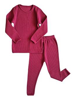 DreamBuy 20 Farben Gerippter Pyjama/Trainingsanzug/Loungewear Unisex Jungen und Mädchen Pyjamas Babykleidung Pyjamas für Damen und Herren Pyjamas (8-9J, Rotweinrot) von DreamBuy