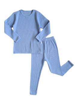 DreamBuy 20 Farben Gerippter Pyjama/Trainingsanzug/Loungewear Unisex Jungen und Mädchen Pyjamas Babykleidung Pyjamas für Frauen und Herren Pyjamas (1-2Y, Pulverblau) von DreamBuy