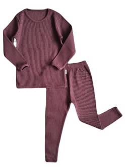 DreamBuy 20 Farben Gerippter Pyjama/Trainingsanzug/Loungewear Unisex Jungen und Mädchen Pyjamas Babykleidung Pyjamas für Frauen und Herren Pyjamas (8-9 Jahre, Aubergine) von DreamBuy