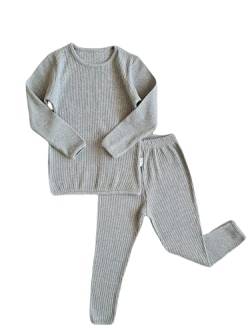 DreamBuy 20 Farben Gerippter Pyjama/Trainingsanzug/Loungewear Unisex Jungen und Mädchen Pyjamas Babykleidung Pyjamas für Frauen und Herren Pyjamas (8-9 Jahre, Taubengrau) von DreamBuy