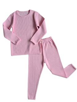 DreamBuy 20 Farben Gerippter Pyjama/Trainingsanzug/Loungewear Unisex Jungen und Mädchen Pyjamas Babykleidung Pyjamas für Frauen und Herren Pyjamas (9-10Y, Süßes Rosa) von DreamBuy