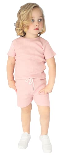 DreamBuy 20 Farben Gerippter Pyjama / Trainingsanzug / Loungewear Unisex Jungen und Mädchen Pyjamas Babykleidung Pyjamas für Frauen und Herren Pyjamas (2-3 Jahre, Zuckerwatte) von DreamBuy
