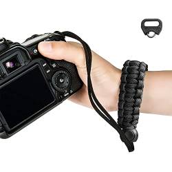 Dreamark Kamera Handschlaufe DSLR, Kameragurt aus Paracord 550 Schultergurt Kamera für Systemkamera Canon Sony Nikon Leica Panasonic Fuji Olympus DSLR SLR (Neuer schwarz) von Dreamark