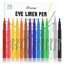 14 Farben Eyeliner Bunt Set, Pigmentierter Wasserfester Wischfester Long Lasting Eyeliner Set, Professioneller Hochpigmentierter Eylinerstift Waterproof Augen Make-Up für Fest Party von Dreamon