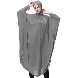 Dreamskull Damen Frauen Hijab Muslime Abaya Dubai Kleider Muslimische Islamische Kleidung Arab Arabisch Indien Türkisch Casual Abendkleid Kaftan A Linie Dress Mit Kopftuch Mehr Farben (M, Grau) von Dreamskull