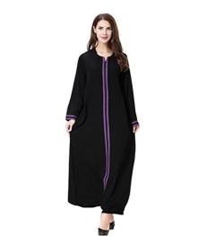 Dreamskull Damen Frauen Muslim Abaya Dubai Muslimische Kleid Kleidung Winter Kleider Arab Arabisch Indien Türkisch Casual Abendkleid Hochzeit Kaftan Robe Maxikleid S-3XL (Violett, M) von Dreamskull