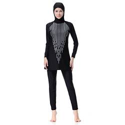 Dreamskull Damen Frauen Muslime Abaya Dubai Muslimische Islamische Burkini Badeanzug Bademode Schwimmanzug Swimsuit Hijab Lang Langarm Arab Arabisch Indien Türkisch Kleidung Sommer (XL, Schwarz) von Dreamskull
