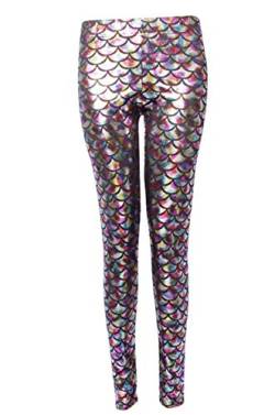 Dreamskull Leggings Jeggings Treggings Bleistifthose Stretchhose Damen Frauen Hose Lang High Waist Skinny Slim Fit Yoga Stretch Workout Fitness Schuppen Bunt Große Größen S-4XL (4XL, Buntfarbig) von Dreamskull