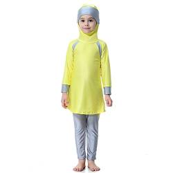 Mädchen Kinder Muslim Muslimische Islamische Badeanzug Schwimmanzug Burkini Bademode Badebekleidung Schwimmbekleidung Hijab Langarm Abaya Dubai Arabisch Türkisch Kleidung 80-160cm (140cm, Gelb) von Dreamskull