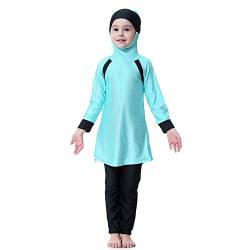 Mädchen Kinder Muslim Muslimische Islamische Badeanzug Schwimmanzug Burkini Bademode Badebekleidung Schwimmbekleidung Hijab Langarm Abaya Dubai Arabisch Türkisch Kleidung 80-160cm (160cm, Blau) von Dreamskull