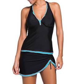 Dreamsoar Damen-Tankini, Racerback, Bauchkontrolle, zweiteilig, Vintage-Badeanzug, Blumenmuster, Mehrfarbig, US XX-Large von Dreamsoar