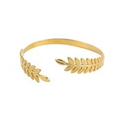 Dreamtimes Greek Roman Laurel Leaf Armband für Frauen Edelstahlarmband Gold Farbe Laurel Leaves Wheat Ears Boho Bangle Party Schmuck (Gold) von Dreamtimes