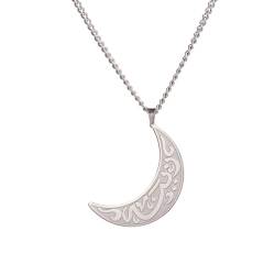 Dreamtimes muslimische islamische Halskette religiöse Anhänger für Männer Frauen muslimische Allah Halskette Ayatul Kursi arabische Edelstahl Halskette islamische Mond Halskette (Silber) von Dreamtimes