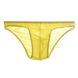 Drelaar Herren Dünne Seidige Unterwäsche Slip Bequeme Unterhose, gelb, L von Drelaar