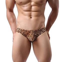 Drelaar Herren Unterhose mit niedriger Taille, sexy Leopardenmuster, weiche Unterwäsche, Slip, gelb, M von Drelaar