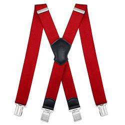 Dresime Hosenträger für Herren mit 4 starken Clips 4cm breit, X Form elastisch einstellbar Länge für Männer und Damen Overalls Jeans, Arbeitshosen, Jumpsuits, Motorradhosen, etc. von Dresime