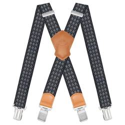 Dresime Hosenträger für Herren mit 4 starken Clips 4cm breit, X Form elastisch einstellbar Länge für Männer und Damen Overalls Jeans, Arbeitshosen, Jumpsuits, Motorradhosen, etc. von Dresime