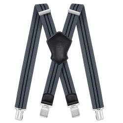 Dresime Hosenträger für Herren mit 4 starken Clips 4cm breit, X Form elastisch einstellbar Länge für Männer und Damen Overalls Jeans, Arbeitshosen, Jumpsuits, Motorradhosen, etc. von Dresime