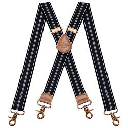 Dresime Hosenträger für Herren mit 4 starken Haken-Clips, X Form elastisch einstellbar Hosenträger für Männer und Damen Arbeitshosen Stark Motorradhose Overalls Jeans von Dresime