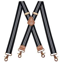 Dresime Hosenträger für Herren mit 4 starken Haken-Clips, X Form elastisch einstellbar Hosenträger für Männer und Damen Arbeitshosen Stark Motorradhose Overalls Jeans von Dresime