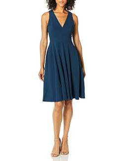 Dress the Population Damen Catalina SOLID Sleeveless FIT & Flare MIDI Dress Kleid, blau-Peacock Blue, Klein von Dress the Population