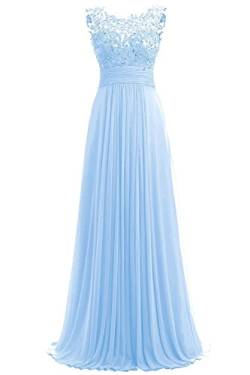 Dresses Onlie Damen Chiffon Abendkleider Lange Elegant HochzeitsKleid Spitze Cocktailkleider(Hellblau,38) von Dresses Onlie