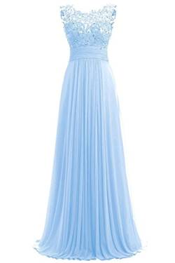 Dresses Onlie Damen Chiffon Abendkleider Lange Elegant HochzeitsKleid Spitze Cocktailkleider(Hellblau,50) von Dresses Onlie