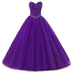 Dresses Onlie Damen Schatzhals Perlen Abendkleider Lang Elegant Festkleid Prinzessin Brautkleider Ballkleider von Dresses Onlie