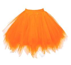 Dressever Damen Tüllrock 50er Rockabilly Petticoat Retro Tutu Ballet Cosplay Prom Abendkleider Anlass Orange Medium von Dressever