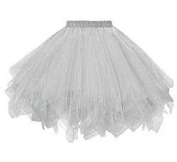 Dressever Damen Tüllrock 50er Rockabilly Petticoat Retro Tutu Ballet Cosplay Prom Abendkleider Anlass Silber XX-Large von Dressever