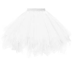 Dressever Damen Tüllrock 50er Rockabilly Petticoat Retro Tutu Ballet Cosplay Prom Abendkleider Anlass Weiß X-Large von Dressever