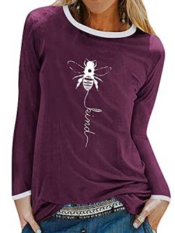 Dresswel Damen Bee Kind T-Shirt Kurzarm Rundhals Hemd Oberteil Biene Grafik Tee Shirt Sommer Tops von Dresswel