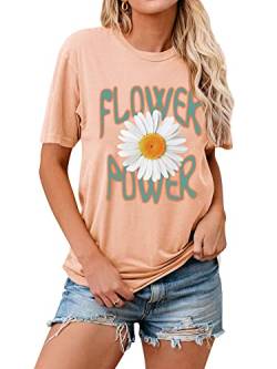 Dresswel Damen Flower Power Weißes Gänseblümchen T-Shirt Margeriten Blumen Druck Schöner Inspirierend Spruch Tee Shirts Kurzarm Rundhals Sommer Oberteil Tops von Dresswel